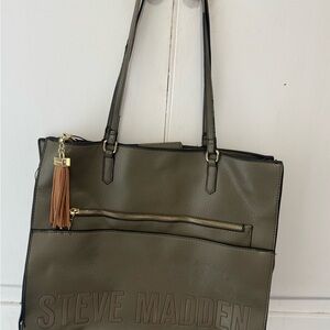 Steve Madden Khaki Tote with Tassel Accent